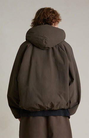 Brown Military Nylon Hooded Bomber Jacket image number 4