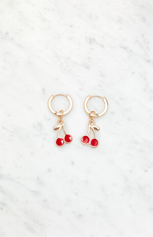 LA Hearts Cherry Charm Hoop Earrings | PacSun