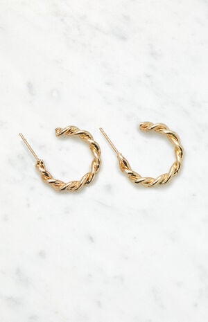 Gold Rope Hoop Earrings image number 1
