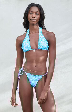 Blue Lettuce Edge Halter Bikini Top image number 1