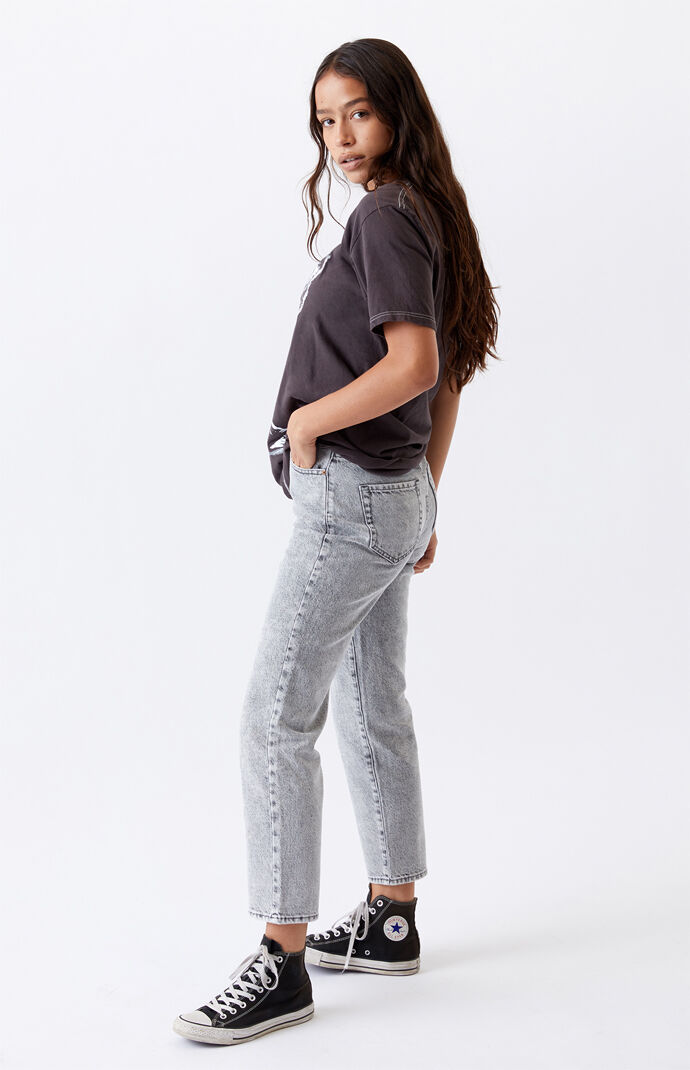 Gray High Rise Straight Waisted Jeans