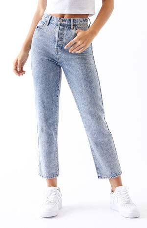Static Blue High Waisted Straight Leg Jeans image number 3