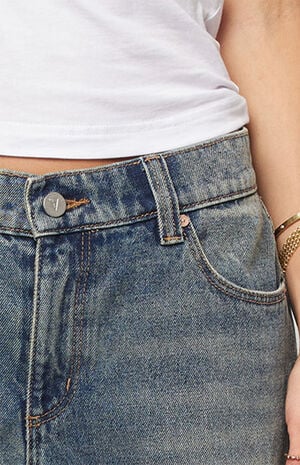 Amalie Dark Indigo Low Rise Flare Baggy Jeans image number 2