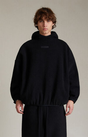 Jet Black Sherpa Polar Fleece Hoodie image number 1
