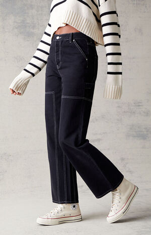 Black Baggy Cropped Pants image number 2