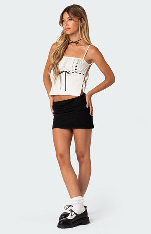 Bow Ribbon Trim Open Back Top image number 2