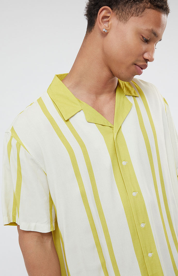 PacSun Gold Nouveau Stripe Woven Camp Shirt PacSun