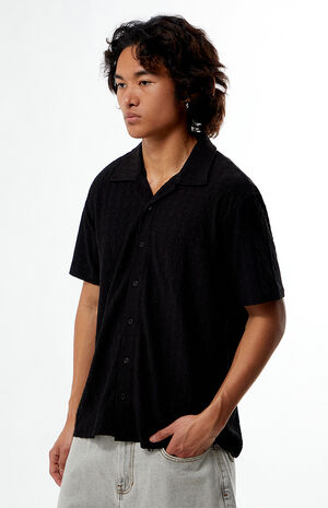 Black Pointelle Camp Shirt image number 3