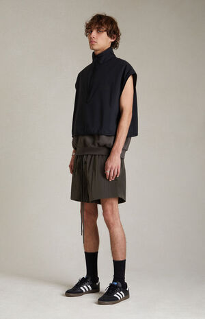 Ink Jet Black Nylon Fleece Mock Neck Vest image number 5