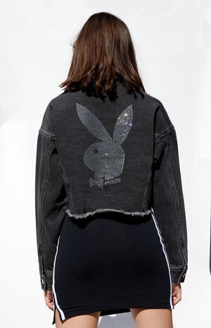Playboy By Pacsun Bunny Cropped Denim Jacket Pacsun