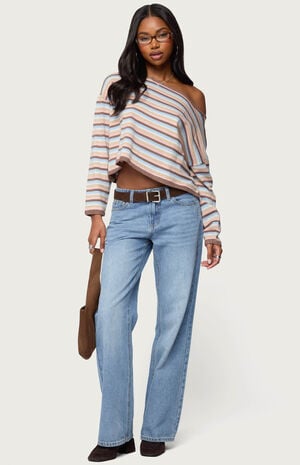 Alexis Off Shoulder Striped Knit Top image number 5