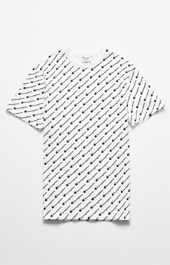 champion script white t shirt