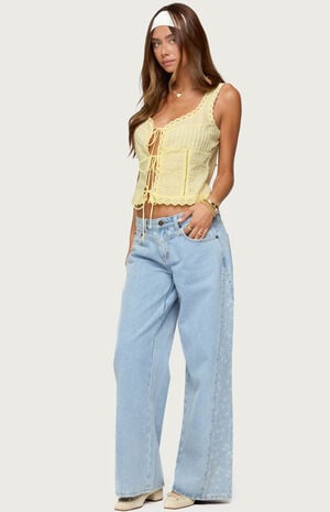 Floral Split Low Rise Jeans image number 4
