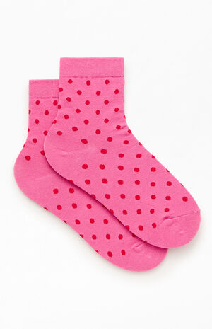 Pink Polka Dot Ankle Socks image number 2