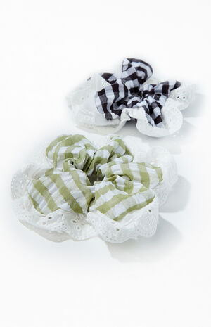 2 Pack Gingham Ruffle Hair Scrunchies image number 2