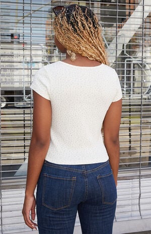 White Floral Zelly Short Sleeve Top image number 3