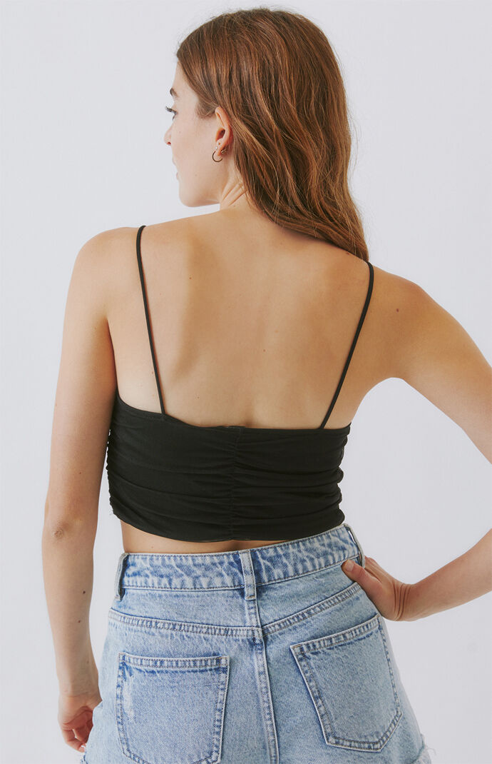 Mesh Gathered Tank Top