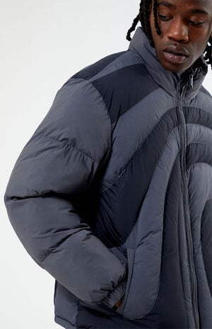 Warped Black Puffer Jacket image number 3