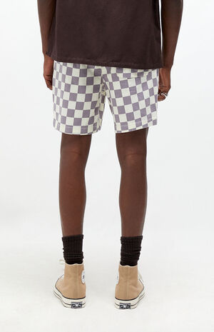 Purple Checkered Twill Volley Shorts image number 4