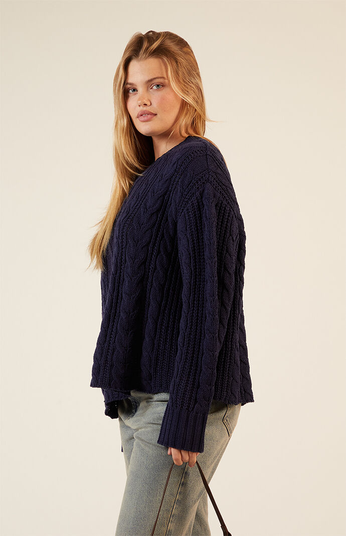 LA Hearts Violet Cable Knit Boxy Sweater | Pacsun