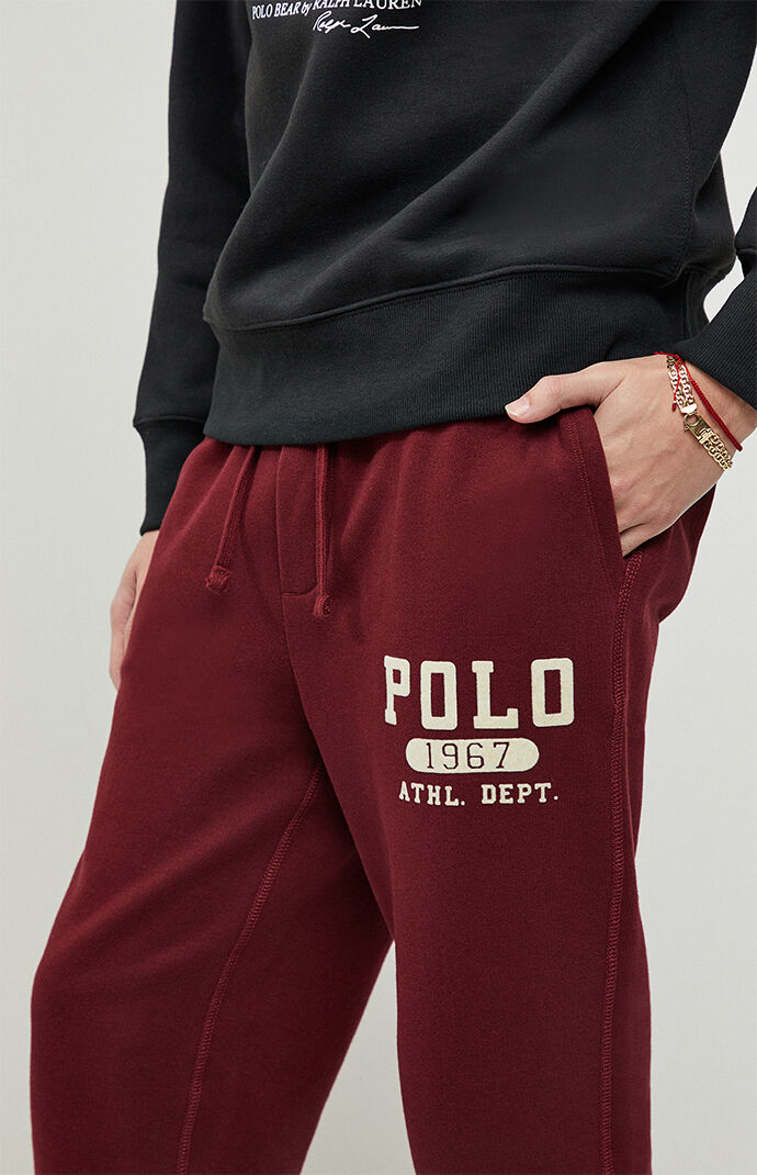 maroon polo sweatpants