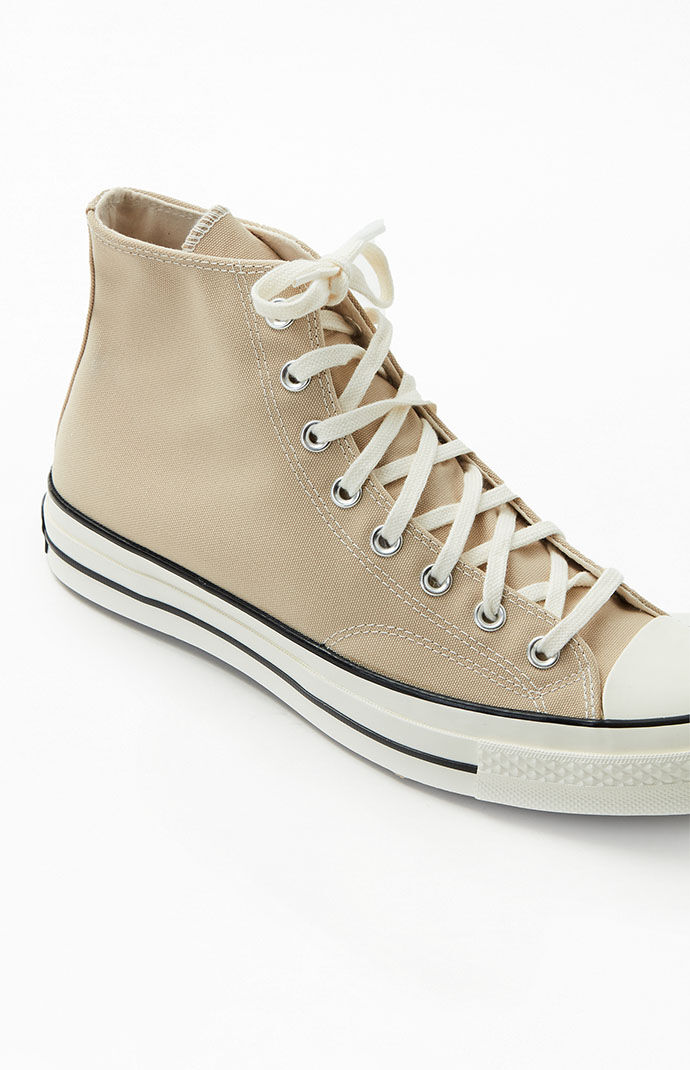 Tan converse high tops best sale