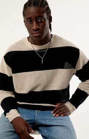 Horizon Striped Crochet Long Sleeve T-Shirt image number 1