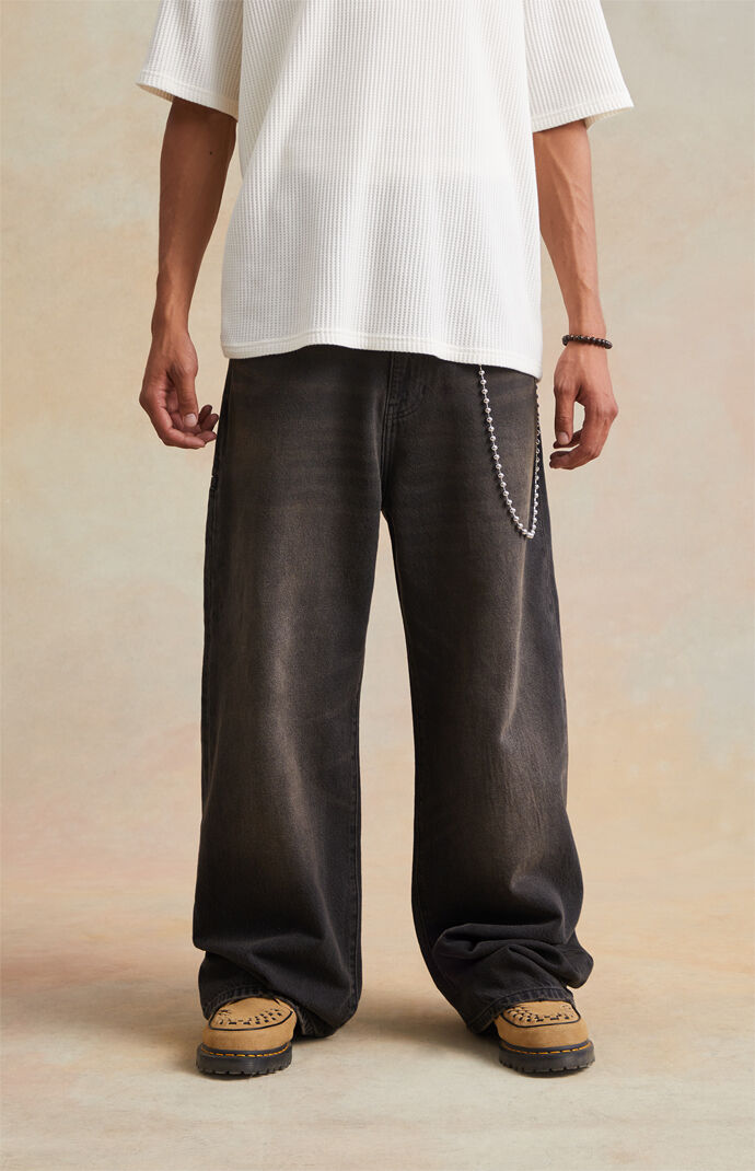 RARE DNM EDIT Black Ball Chain Extreme Baggy Jeans | Pacsun