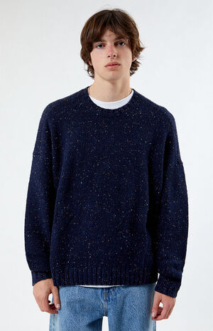 Navy Cropped Crew Sweater image number 1
