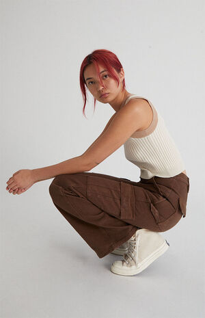 Brown Flare Cargo Pants