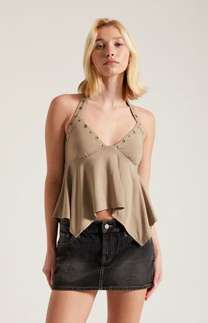 Tate Grommet Halter Babydoll Top image number 3