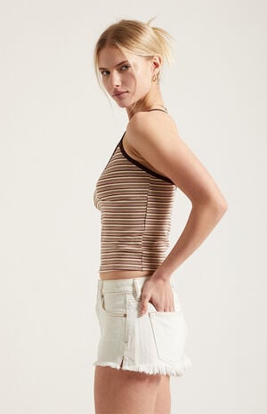 Jamie Denim Micro Shorts Frayed Contrast White image number 3