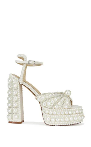 Women's Astrella White Platform Heeled Sandals image number 1