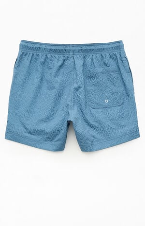 Blue Logo Seersucker 4.5" Swim Trunks image number 2