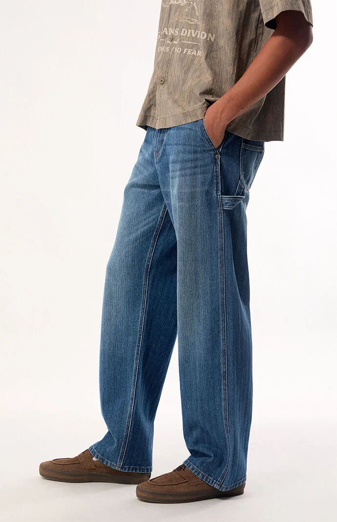 Pacsun Dylan Baggy Jeans Pinstripe Carpenter Medium Blue