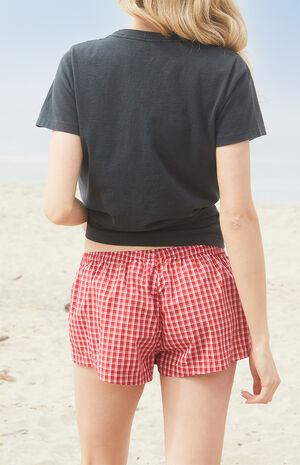 Red Plaid Keira Pajama Boxer Shorts image number 4
