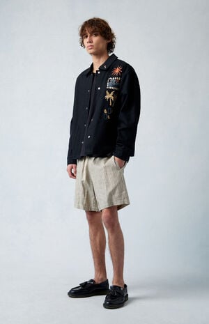 Black Russel Linen Volley Shorts image number 4