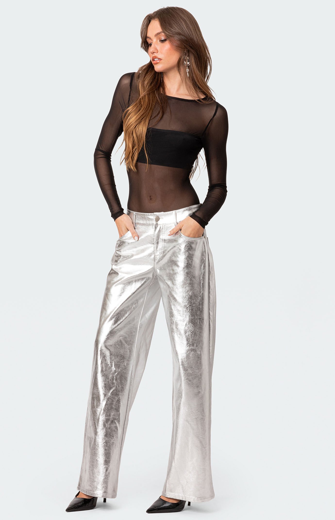 Edikted Sheer Mesh Bandeau Bodysuit