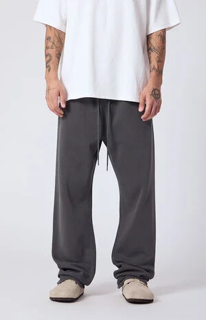Washed Black Johnny Fleece Straight Sweatpants image number 2