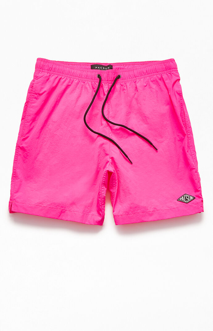 neon pink swim trunks