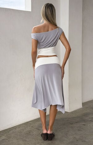 Curved Yoke High Low Midi Skirt image number 3