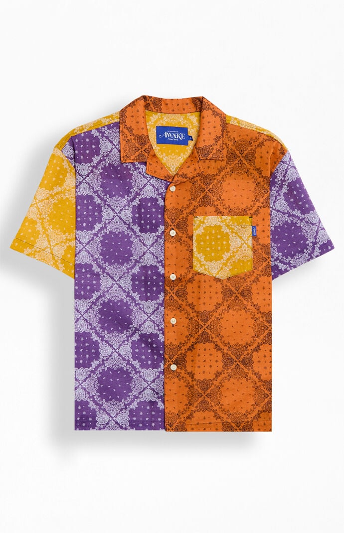 Awake NY Colorblock Paisley Camp Shirt