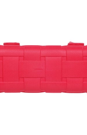 Raspberry Small Woven Crocssbody Tote Bag image number 7