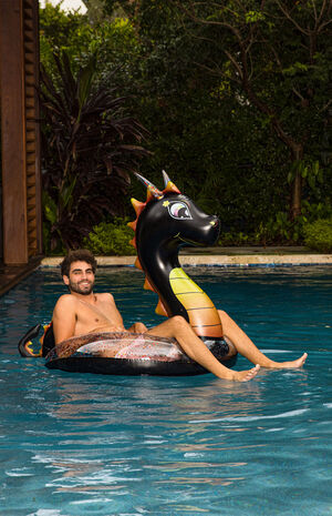 Inflatable 48" Black Glitter Dragon Pool Tube image number 4