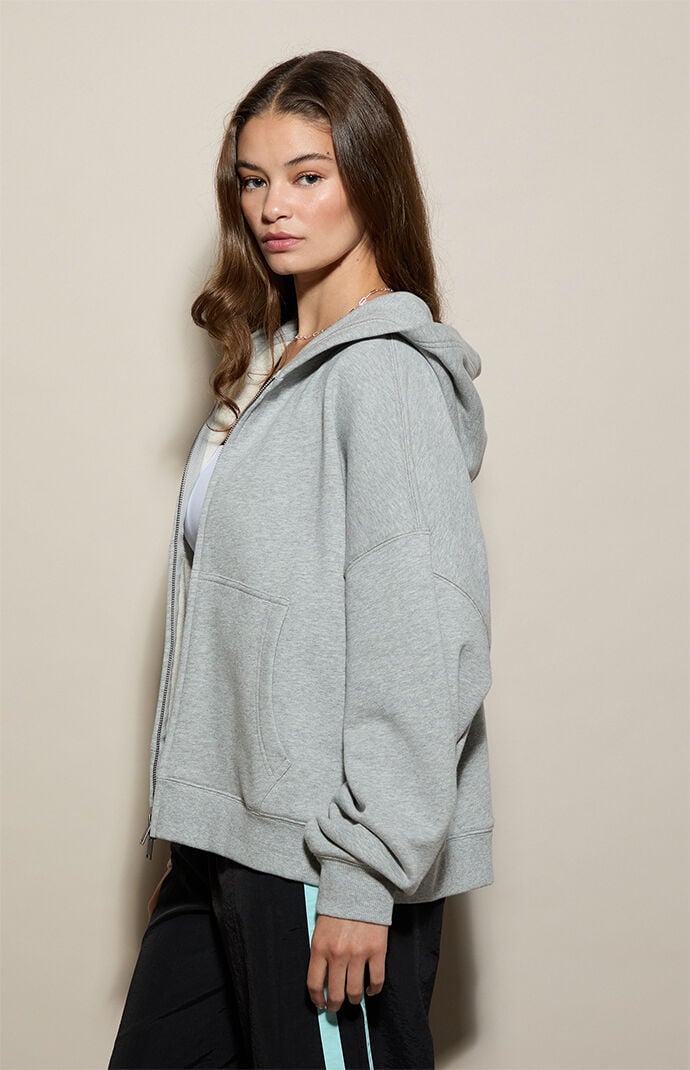 Pacsun Heather Grey Weekend Fleece Zip Up Hoodie