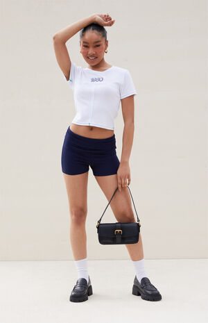 Fold-Over Knit Biker Shorts image number 4