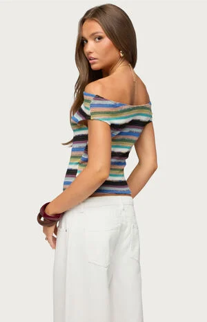 Irenea Striped Knit Off-The-Shoulder Top image number 3