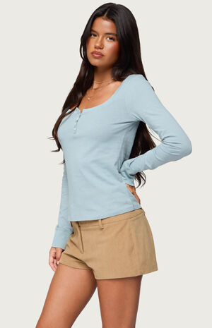 Steffey Scoop Neck Henley Top image number 2