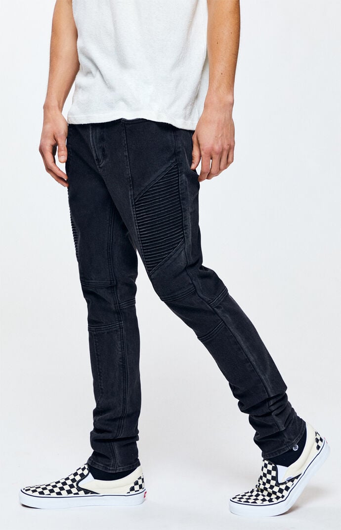 PacSun Black Moto Stacked Skinny Jeans PacSun