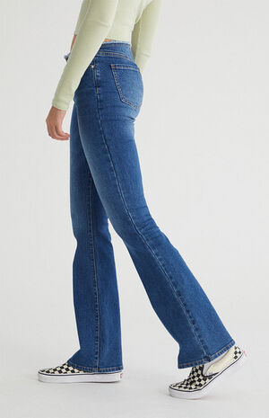 Dark Blue No Waistband Low Rise Bootcut Jeans image number 2